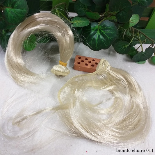 biondo chiaro 011 shop fai da te materiale creare parrucca bambola di capelli lisci sintetici finti stafil con ciocca in vendita online