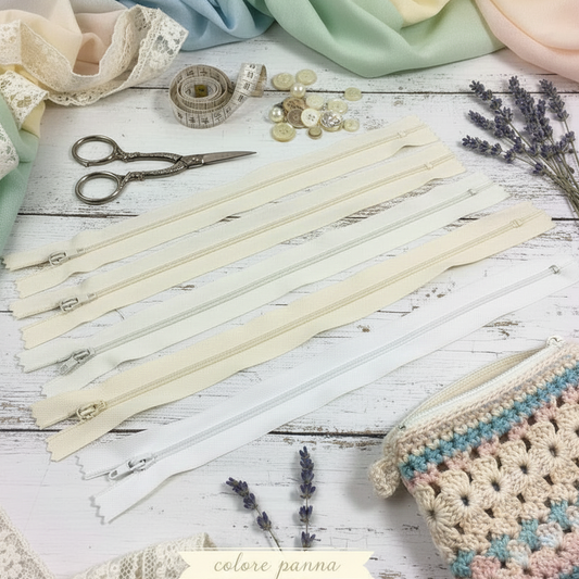 zip cerniera chiusura colore panna per pochette borsellino uncinetto piccola borsa di stoffa di lavorazioni fatte a mano