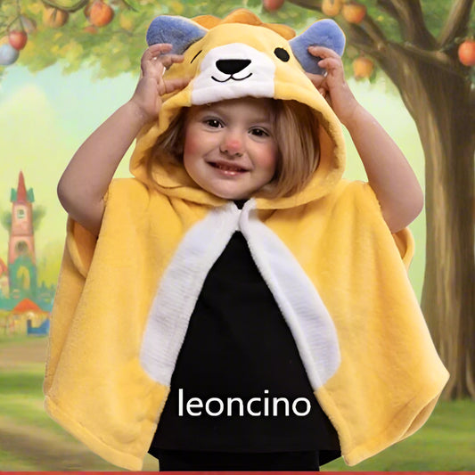 leoncino animali arca di Noè mantella peluche abito vestito costume di carnevale bebè bimbo bimba 2-3 anni