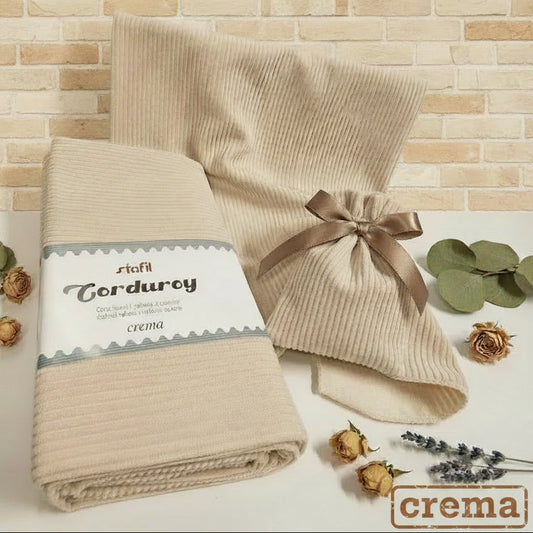 vetrina Corduroy velluto costina stafil crema 48 x 70 cm tessuto stoffa per cucito creativo fodere borse fatte a mano e uncinetto artigianali idea bambole pupazzi feltro pannolenci