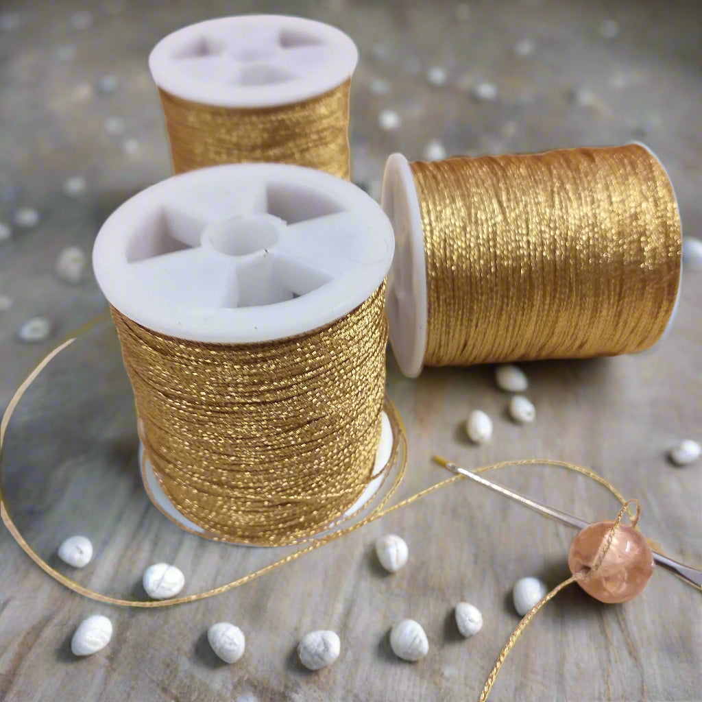 come creare collane con filo lurex per uncinetto colore oro dorato filato sottile gioielli perline bijoux di bigiotteria fai da te lamè metallizzato poliestere morbido