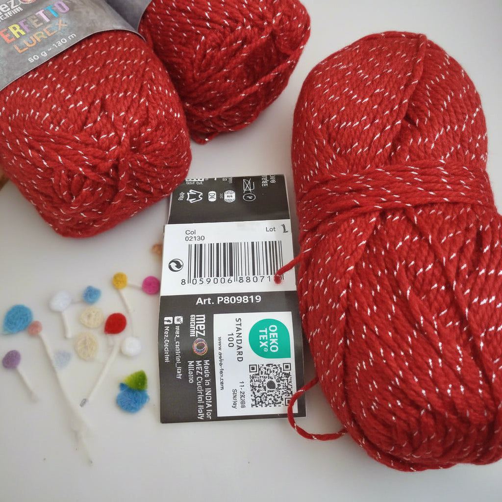 etichetta P809819 Mez cucirini Perfetto lurex filato lana lamè 50 g 130 metri nero uso filo uncinetto ferri da maglia per calza amigurumi berretti cappelli maglia maglione gilet cappotto copertine decorazioni natalizie