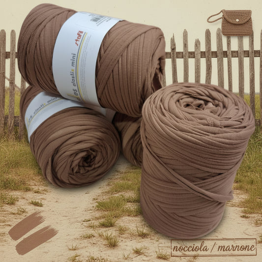 nocciola/marrone fettuccia di cotone elastico per borse fettuccia e pochette uncinetto Noodles elastix mini stafil