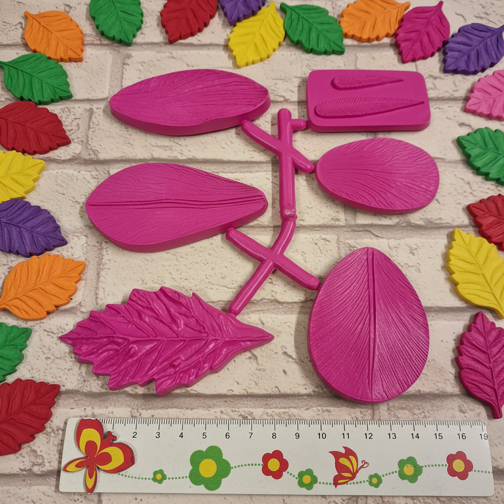 cosa creare con kit 6 stampi venatore fiori foglie petali per fommy gomma crepla eva creare composizioni floreali