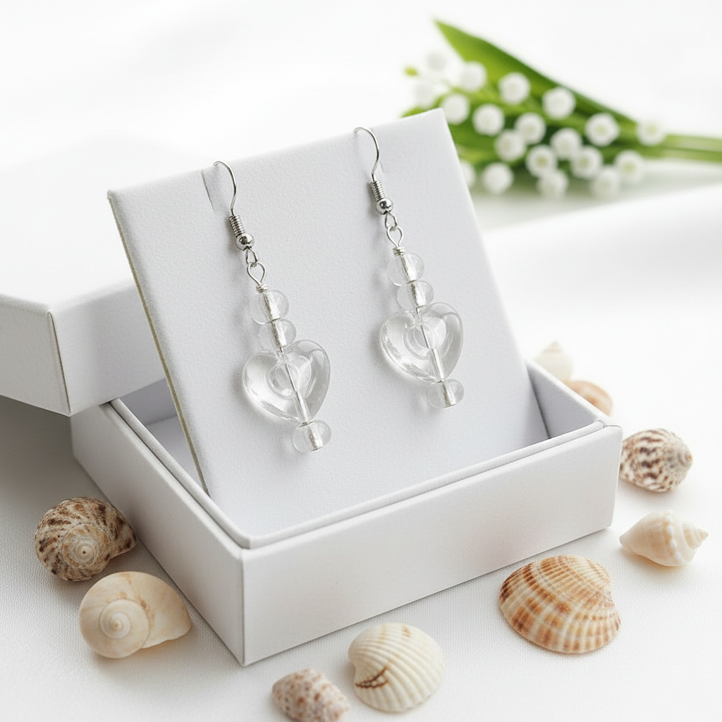 idea orecchini di perline 5 mm e cuoricini 10 mm per fai da te bigiotteria bijoux gioielli di perle