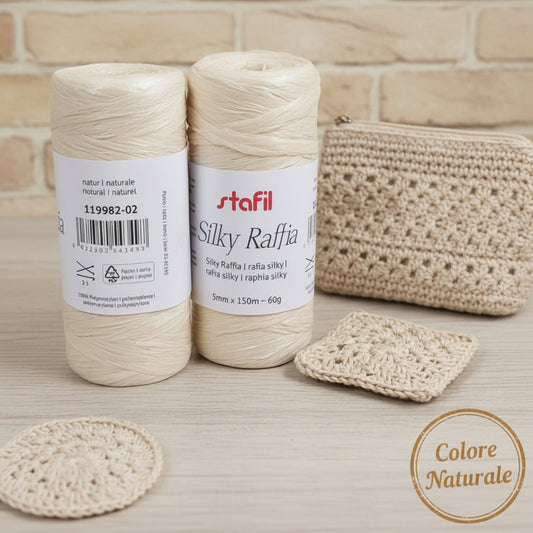 morbida e lavabile Silky raffia Stafil 119982-02 polipropilene per borse pochette uncinetto centrini colore naturale