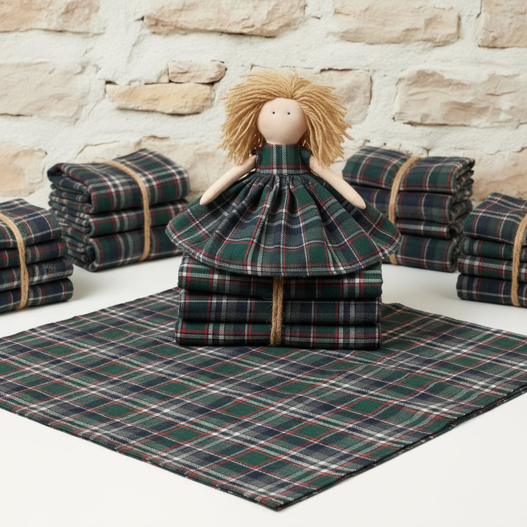 vetrina Scotland stafil 50 x 68 cm verde rosso blu panno tessuto scozzese lana sintetica stoffa tartan a quadretti uso cucito cuscino Natale addobbi decorazioni fai da te hobbistica creativa gnomi streghetta befanella bambola di pezza