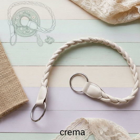 crema manici borse ecopelle intrecciati con accessori di chiusura gancio anello uso per lavorazione artigianale fatte a mano uncinetto di fettuccia corda rafia macramè cordino thai
