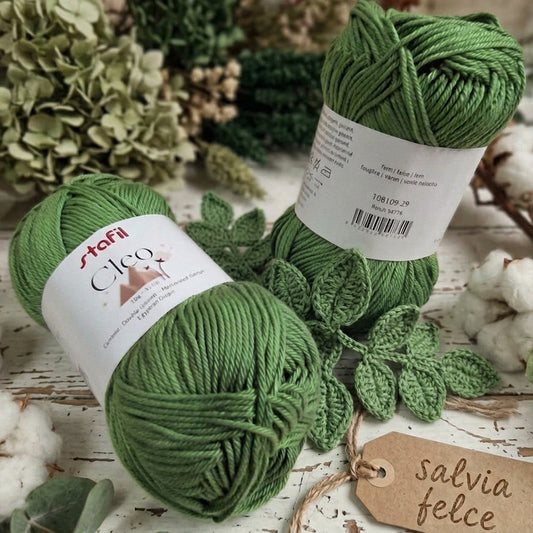 Cleo Stafil cotone grosso spesso per uncinetto lavori a maglia colore salvia felce