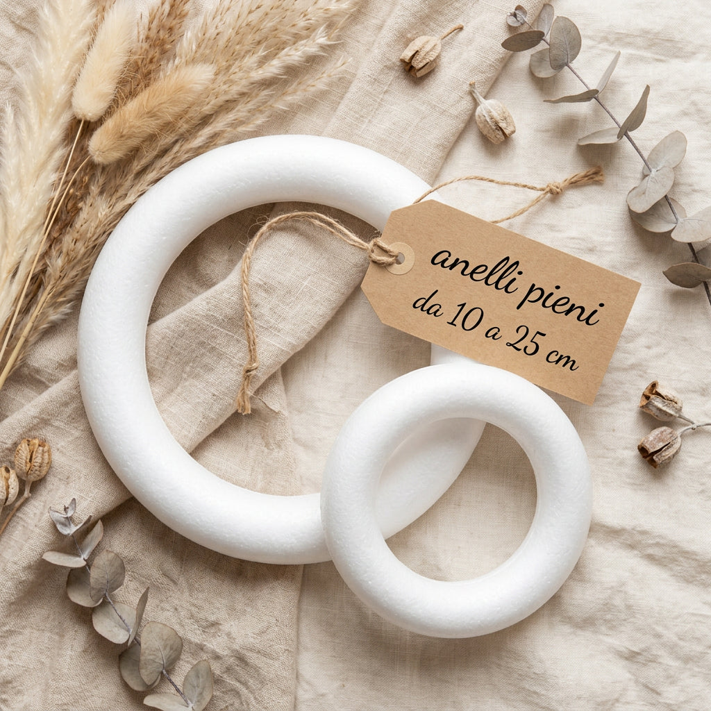 anelli polistirolo per ghirlande Natale cerchi pieni da 10 a 25 cm decorare corona hobby creativi