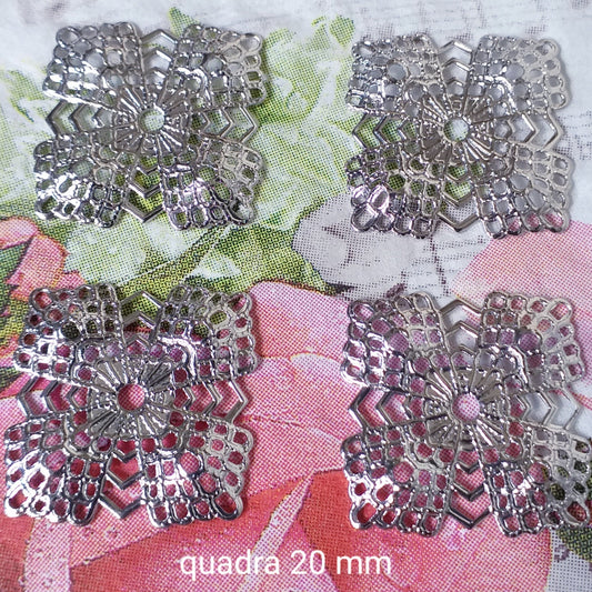 forma quadrata 20 mm basi per bigiotteria orecchini bijoux ciondoli filigrane di metallo da charms trinkets intramezzo bracciali pendente collane fai da te gioielli perline