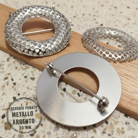 basi per spille fai da te bigiotteria creare perline e charms ciondoli metallo argento cerchio forato 30 mm da ricamare con perle cristalli