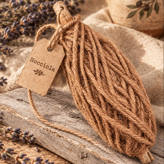 packaging mare nocciola flexcord corda di juta cordoncino naturale sbiancato spago uso per cordino bijoux uncinetto fai da te hobbistica bomboniere shabby chic country rustico style