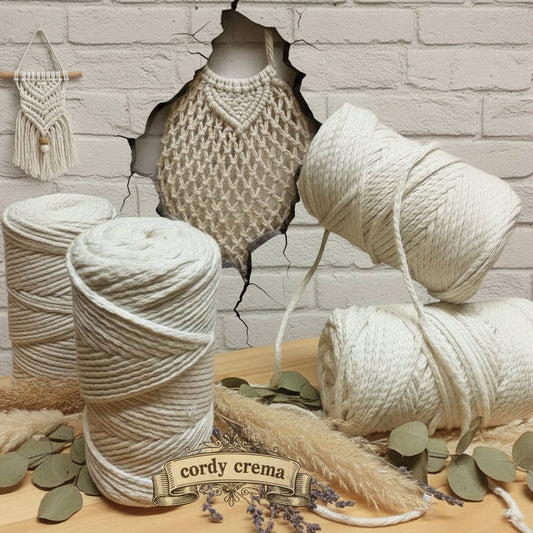 108075 crema panna cordino macramè 4 mm filato corda stafil cordy cotone intrecciato cordoncino per tende borse nodi marinari spago uso lavorazione a mano uncinetto appendino da parete