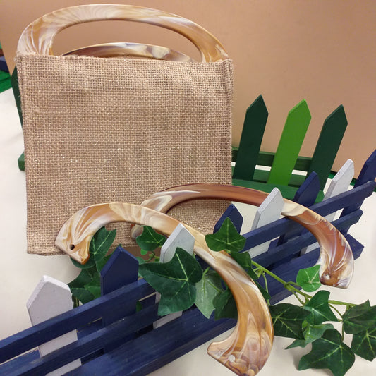 offerta manici economici per borsa juta a mano uncinetto, maniglie di plastica colore corno