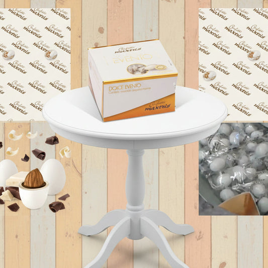 Vassoio cadeaux Maxtris dolce evento di confetti bianchi matrimonio incartati singolarmente 1 ad 1 cioccolato mandorla uso confettata Comunione Battesimo Cresima cioccomandorla