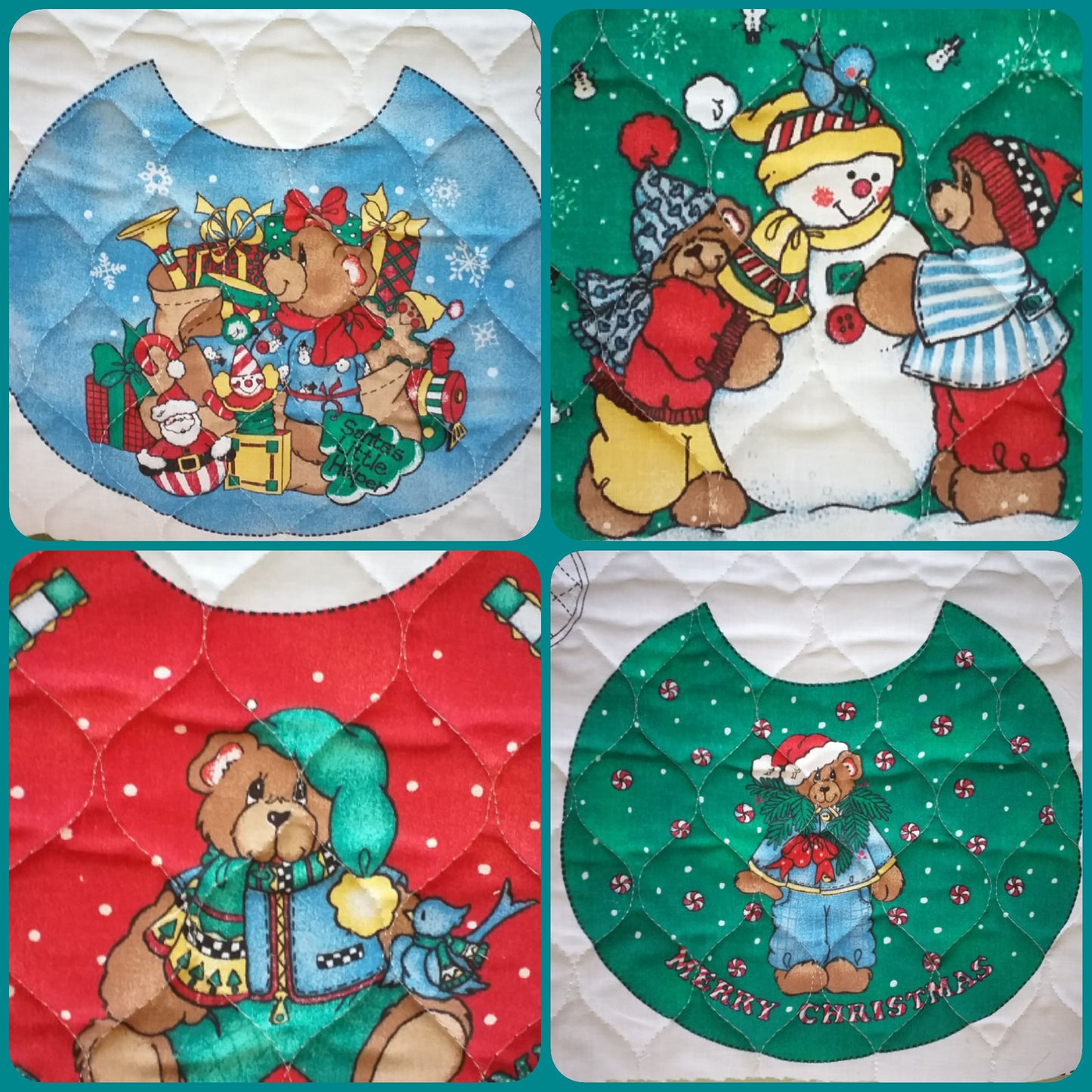 bavaglini babys first Christmas Natale tessuto pannello quilting per cucito creativo patchwork