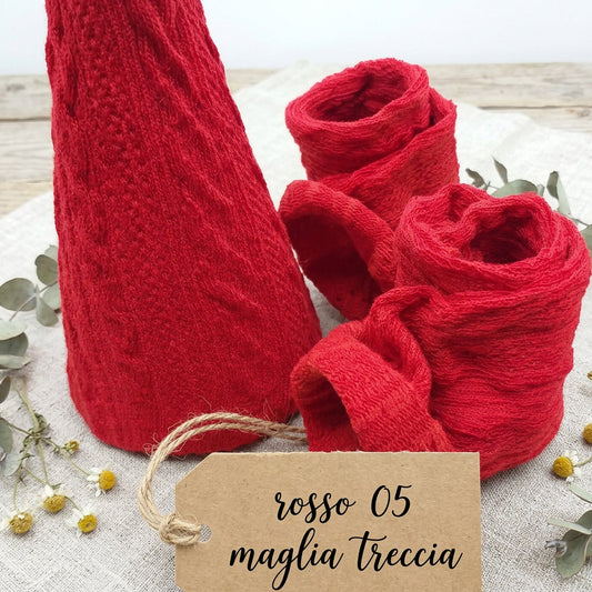 tubolari elasticizzati maglina treccia colore rosso uso rivestire palline uova fai da te angioletti bambole natale decorazioni addobbi