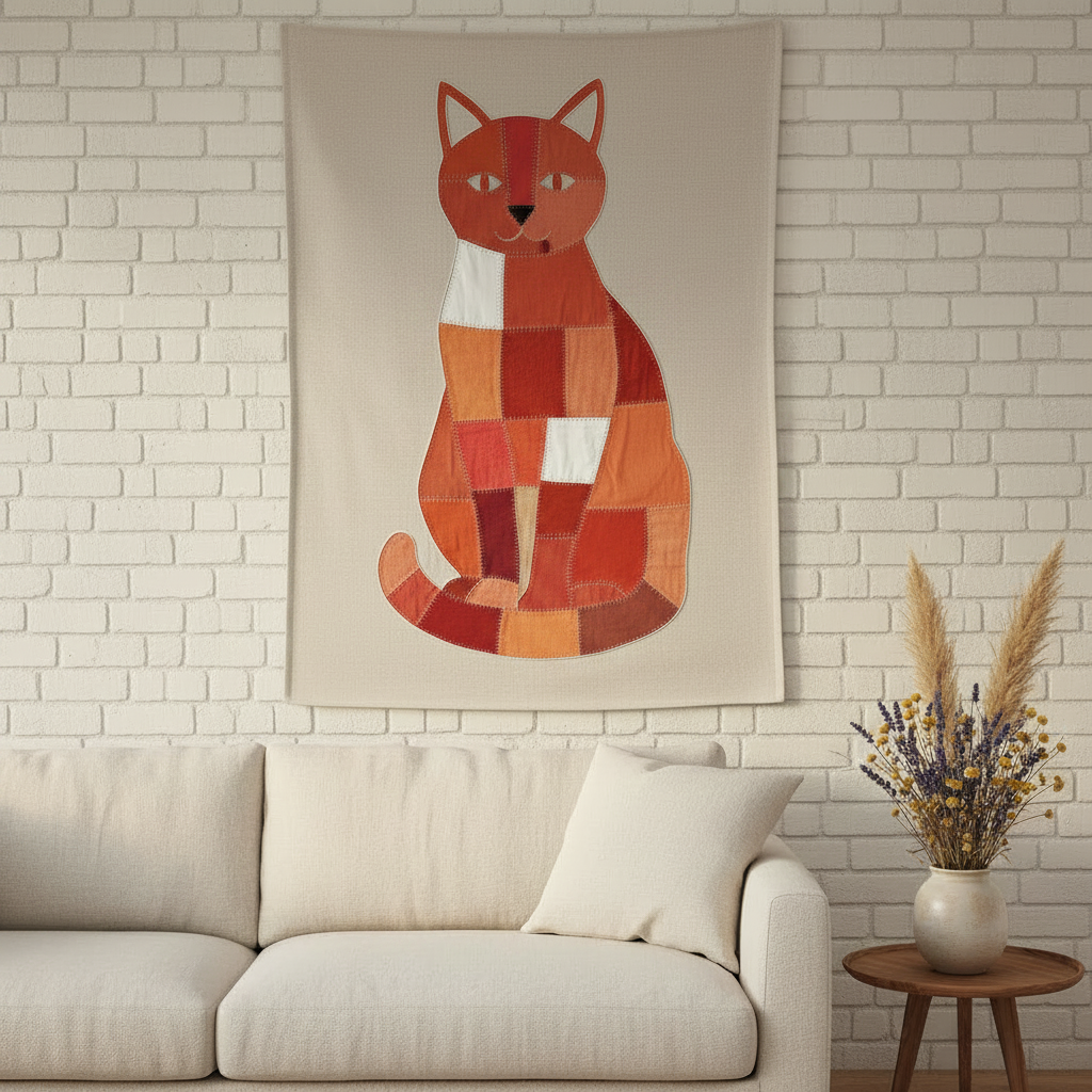 esempio tecnica applique di ritagli tessuti cotone pretagliati applicazioni su tela grezza per quadro arazzo da appendere sopra il divano stile shabby chic
