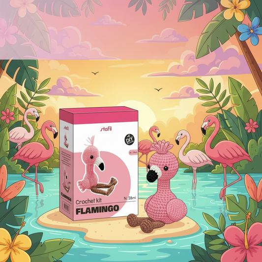 Kit Amigurumi uncinetto fenicottero Stafil: crea il tuo pupazzo rosa