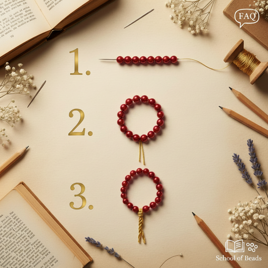 dall'infilata di perline rosse chiudere a cerchio ed avvitare i gambi per creare l'asola semplice ansa di base, school of beads, faq, ambiente vintage