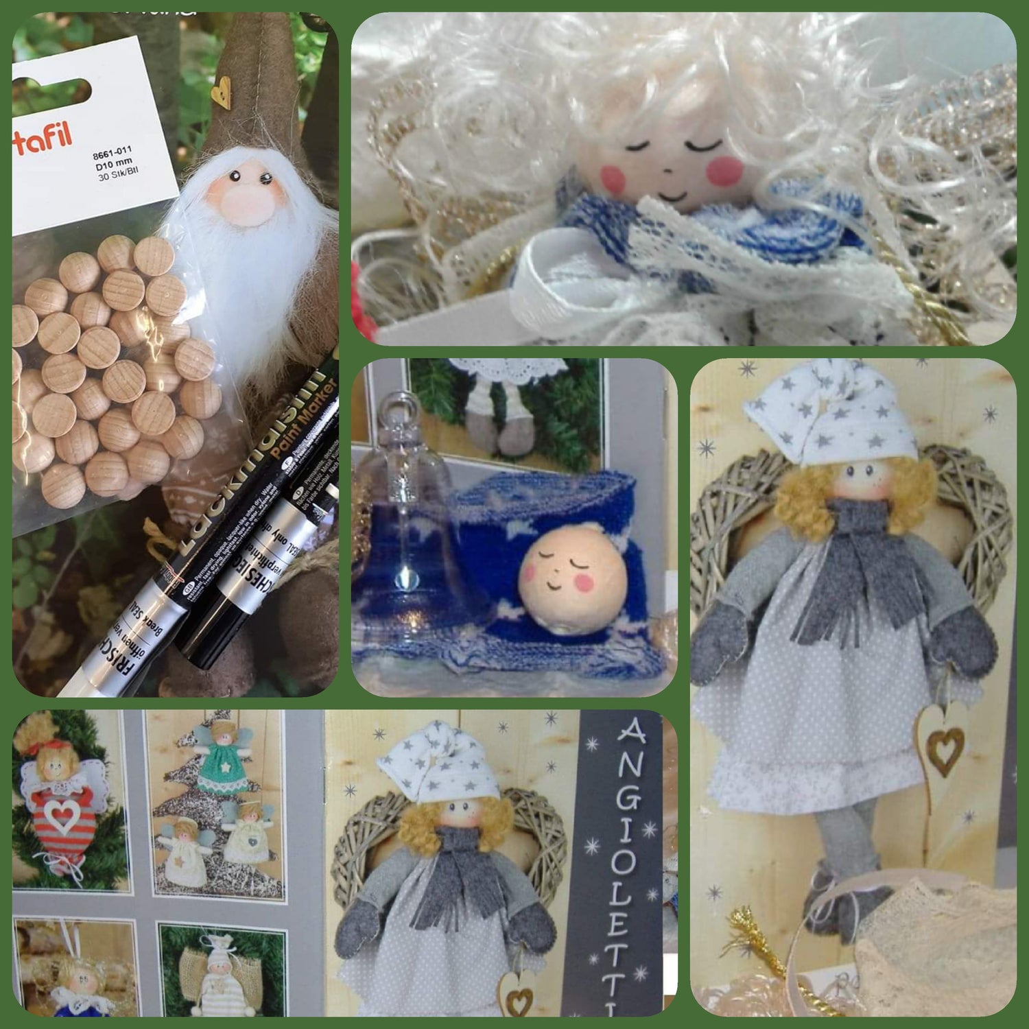 kit materiali per hobby creativi angeli angioletti bamboline gnomi elfi Natale con manuale libretto cartamodelli