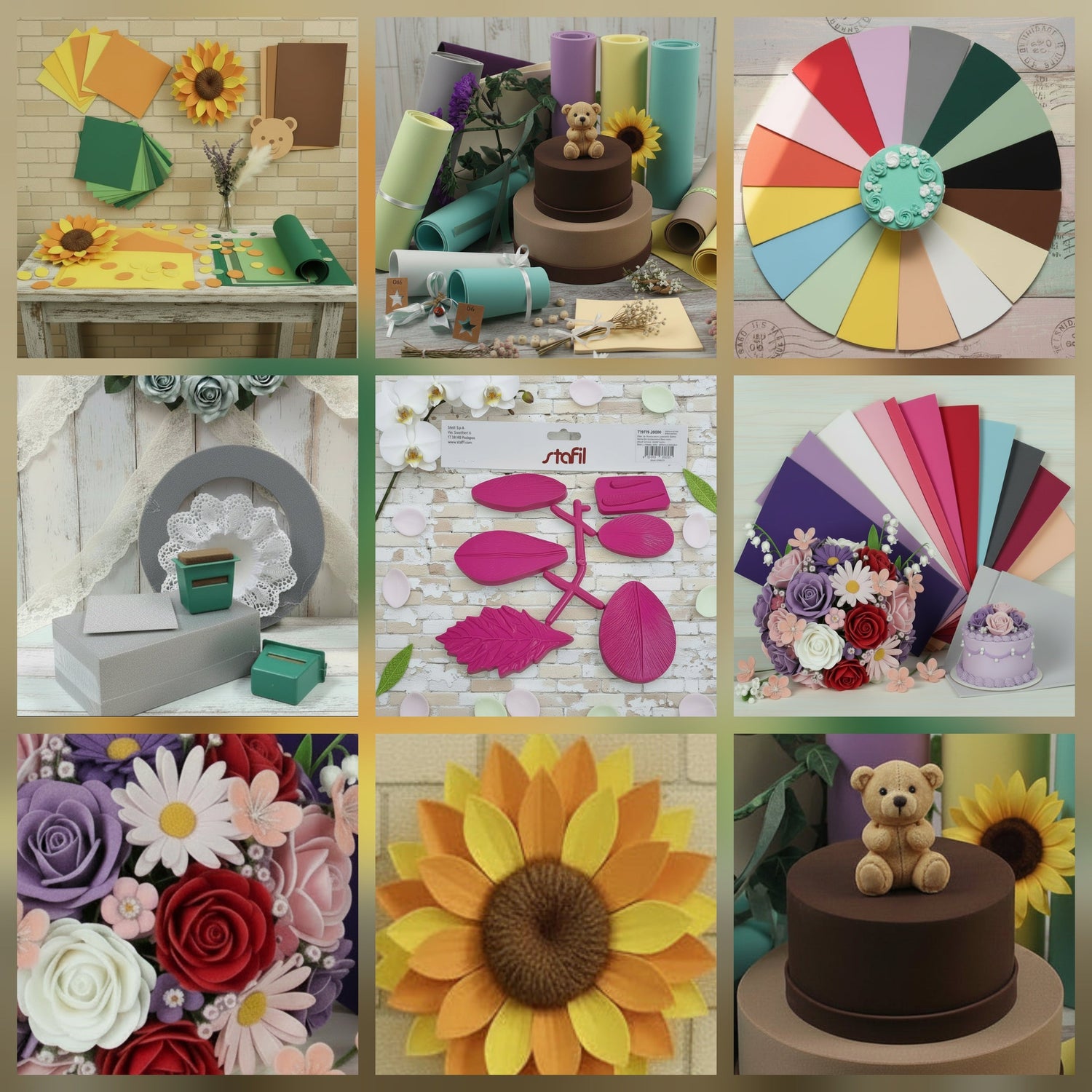 girasoli margherite rose di fommy torte di gomma eva crepla accessori composizioni floreali vetrina del negozio