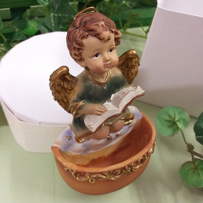 sta' leggendo angelo da appendere bomboniere idee regalo oggetto resina acquasantiera forma angioletto