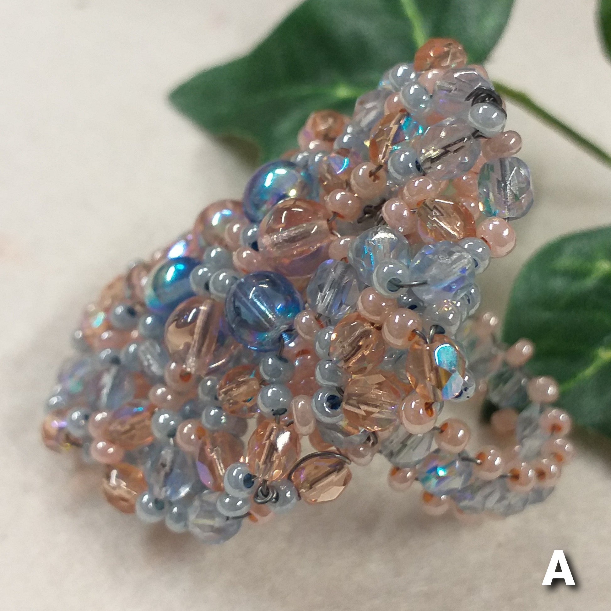 rosa celeste cristalli conteria shop anelli  bigiotteria di perline perle pietre intreccio schema tecnica fatti a mano con filo e basi