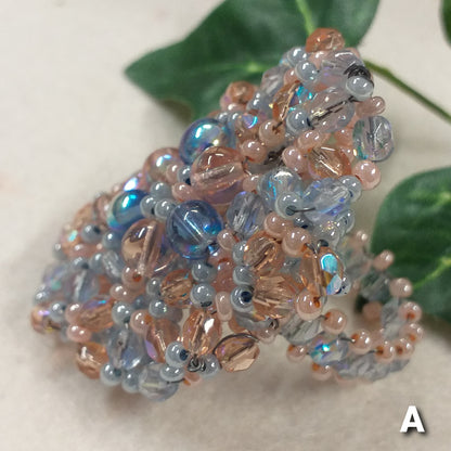 rosa celeste cristalli conteria shop anelli  bigiotteria di perline perle pietre intreccio schema tecnica fatti a mano con filo e basi