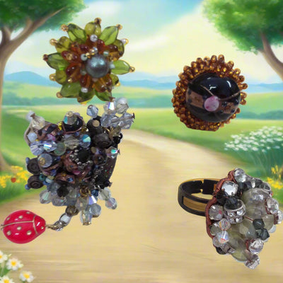 Anelli fatti mano lavorazioni intreccio perline Swarovski perle pietre
