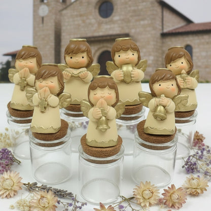 solo angeli vasetti barattoli con angioletti crema su portaconfetti bomboniere segnaposto da confezionare per Cresima Comunione Battesimo nascita