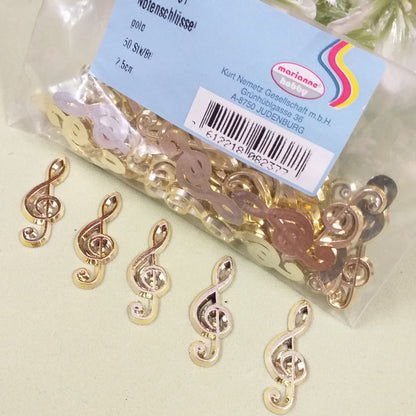 chiave di violino sol 2.5 cm stafil marianne hobby c5911-81 nota musicale uso fai da te packaging confezionamento bomboniere con applicazioni decorazioni