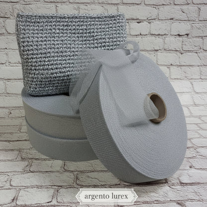 tulle argento lurex fettuccia stafil per pochette borse uncinetto borsellino
