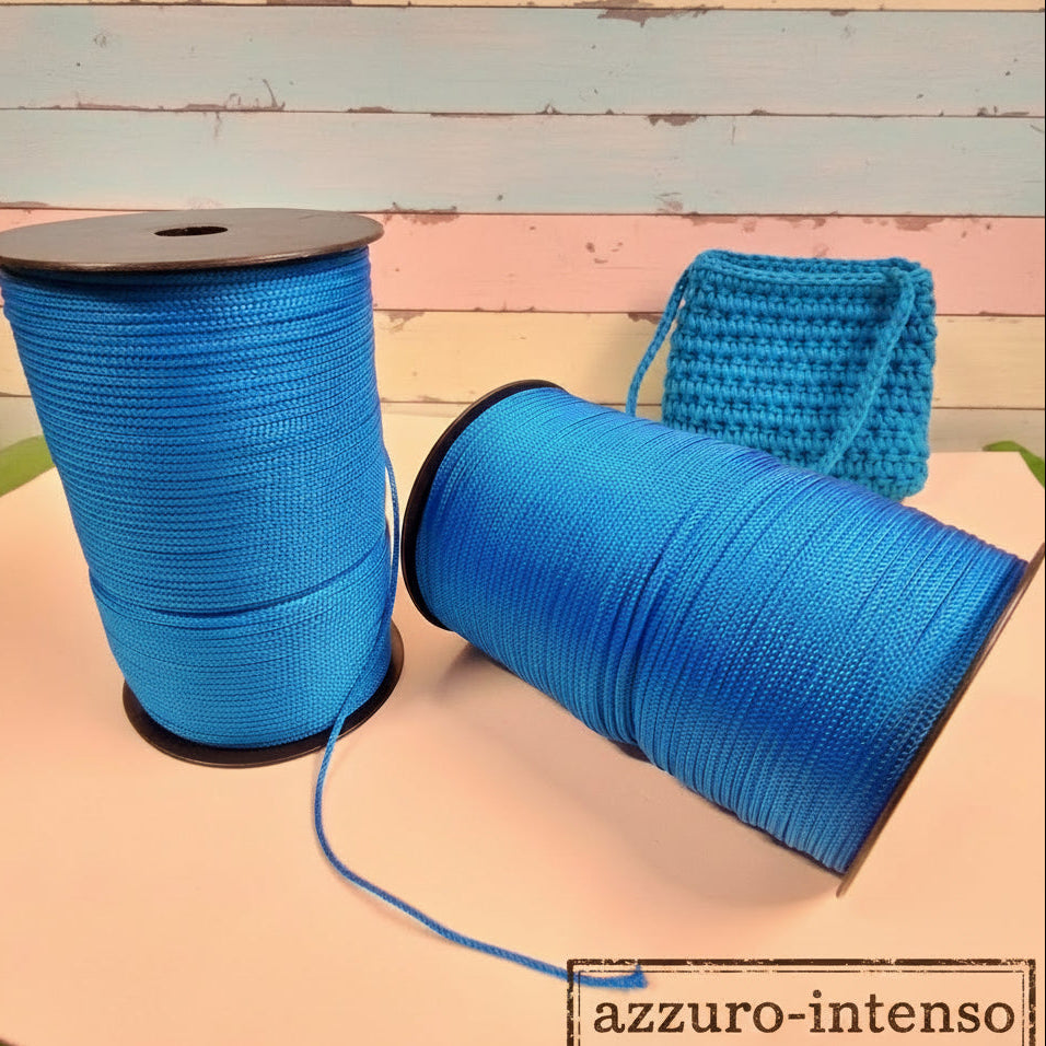 azzurro intenso pastello colori Stafil Thai cordino per borse uncinetto portamonete borsellini portacellulare zainetti sacche di corda tripolino cordoncino estivo sintetico 3 mm