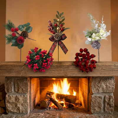 Bacche rosse ramo frutta artificiale pick decorazioni Natale fai da te