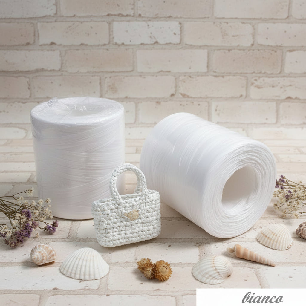 bianco rotolo rocca rafia naturale vegetale di cellulosa R600 merceria accessori servizio uso uncinetto crochet bag borse estive cappelli spiaggia mare abbigliamento moda
