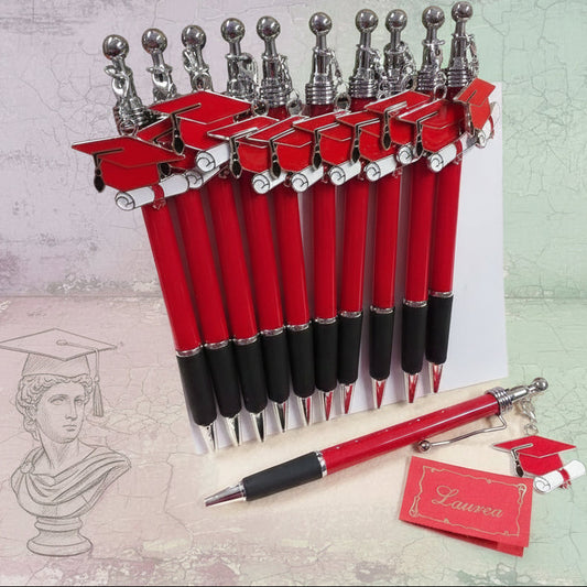 souvenir penna biro bomboniera laurea utile smaltata da confezionare fai da te con bigliettino e confetti