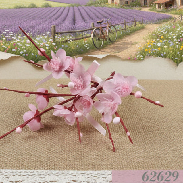 ramo piccolo mini bouquet 14 cm vetrina fiori di pesco finti artificiali rosa chiaro composizione piantina idea fai da te addobbi decorazioni vetrine negozio primavera pasquale