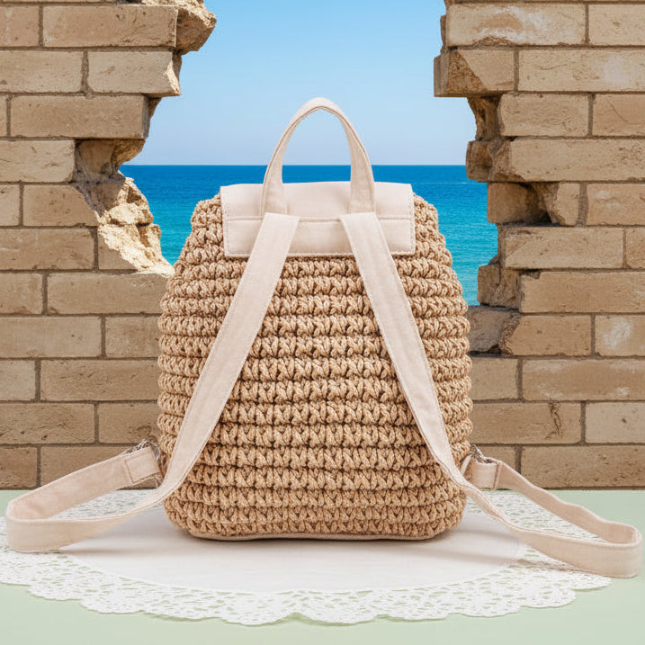 retro bretelle regolabili 25 x 30 x 11 cm mare spiaggia piscina zainetto tela borsa paglia estiva fai da te decorazioni personalizzare decorare