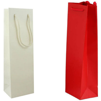 carta bianca rossa borse con manici corda per confezione regalo vino Natale shopper bag portabottiglie confezionamento verticale bordolese borgognotta