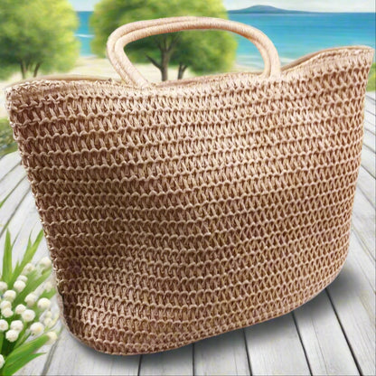 colore beige corda ecrù sacca da mare spiaggia estiva per estate 2026 borsa di paglia lavorazione corda rafia carta da decorare personalizzare con fiori uncinetto mattonelle granny completa manici