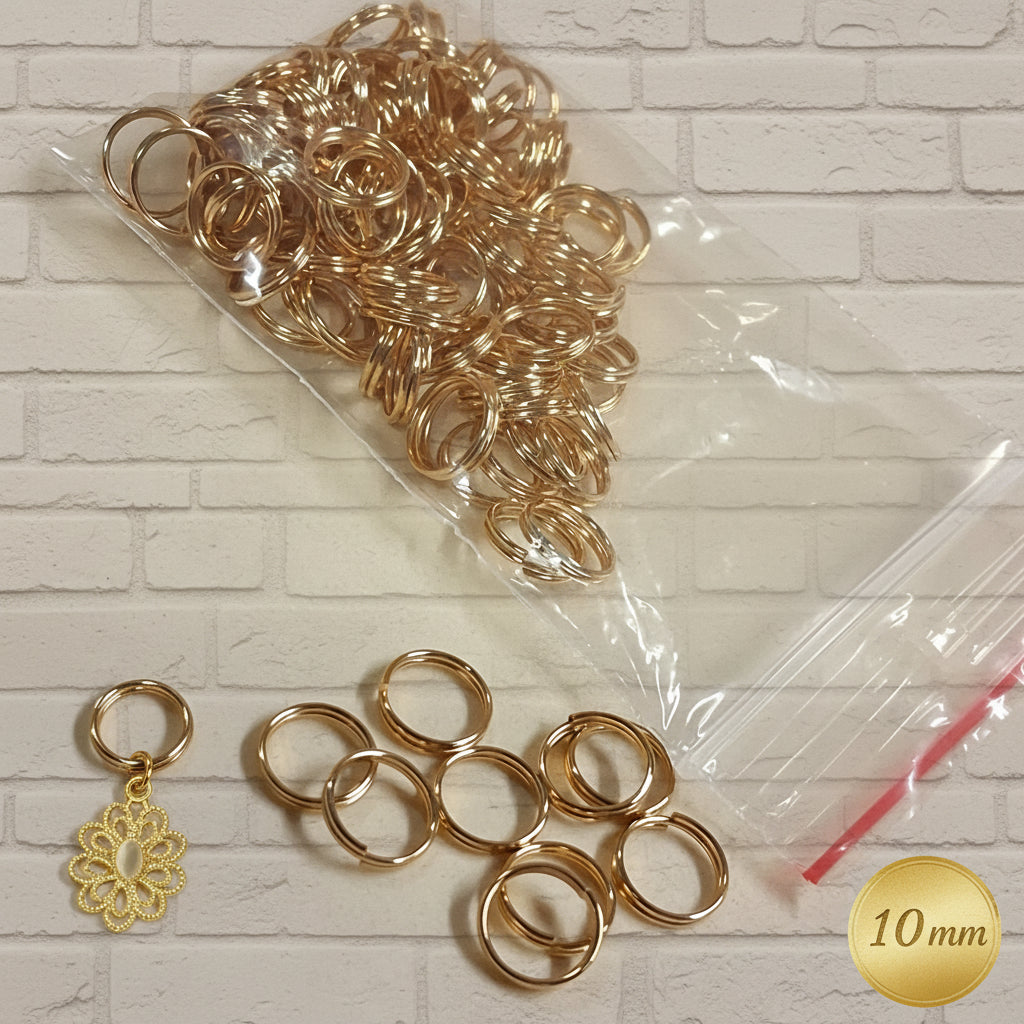 colore oro dorati 10 mm brisè anellini doppi cerchietti a spirale doppio giro minuteria bigiotteria fai da te gioielli di perline con ciondoli charms