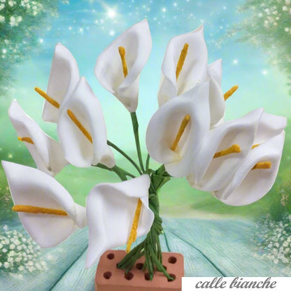 calle bianche bouquet mazzolino ramo mazzetto di fiori bomboniere fai da te fiorellini matrimonio Cresima Battesimo Comunione uso confezionamento packaging regali chiudipacco