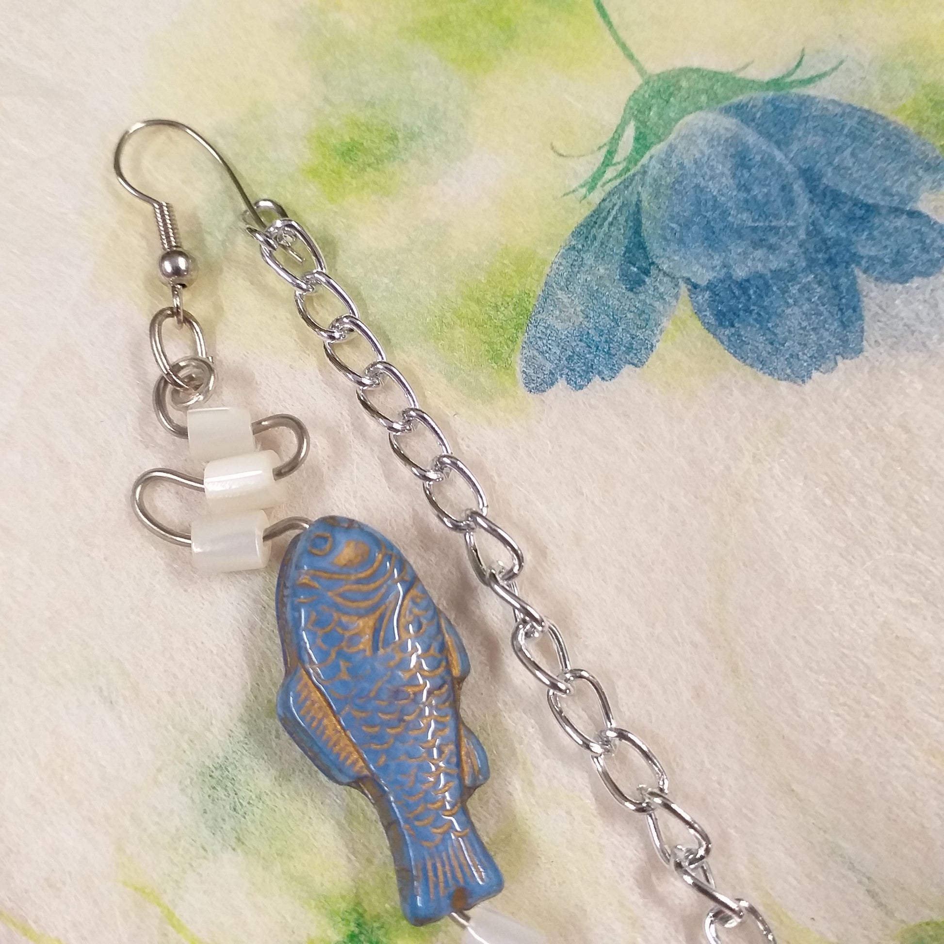 creare orecchini  pesce bigiotteria wire con catena gioielli bijoux perline catenella leggera da 5 mm per anellino maglina non saldata