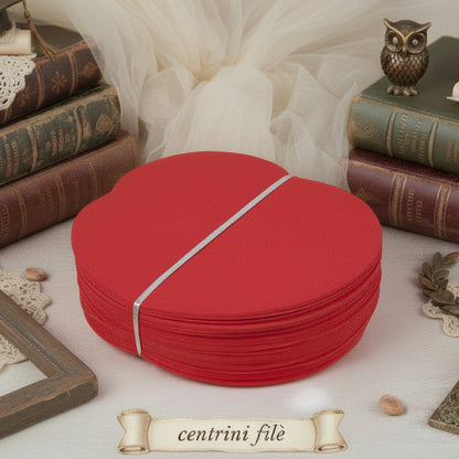centrini tondi tulle rosso retina filè bomboniere laurea fai da te veli per portaconfetti uso confezionamento confetti cioccolatini pasticceria