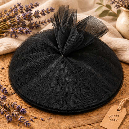colore nero dischi cerchi centrini tulle filet retina per decorazioni e fai da te bomboniere portaconfetti ciuffi pompon