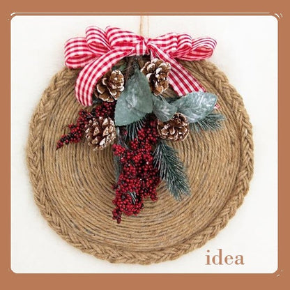 come decorare pick natale bacche pigne pino abete pick cerchio pieno legno juta base strutture da addobbare ghirlande fuoriporta sottopiatto rivestito fai da te Natale rustico uso decorazioni addobbi natalizi vetrinistica da appendere al muro
