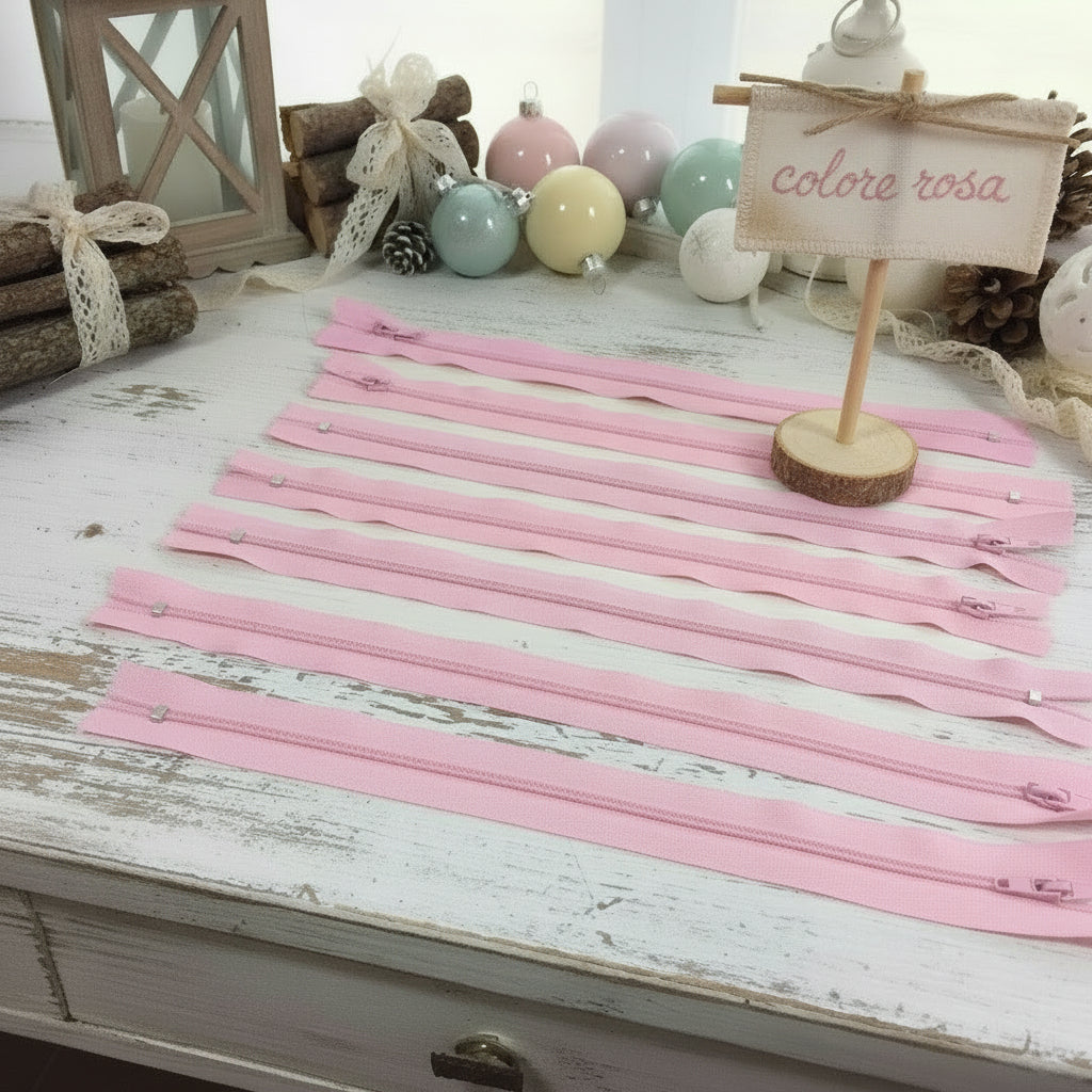 assortimento cerniere rosa pastelli marshmallow baby, chiusure lampo con zip per borse di lavorazioni fatte a mano fai da te uncinetto lavori con ferri da maglia pochette stoffa clutch bags chunky borsette di cucito creativo