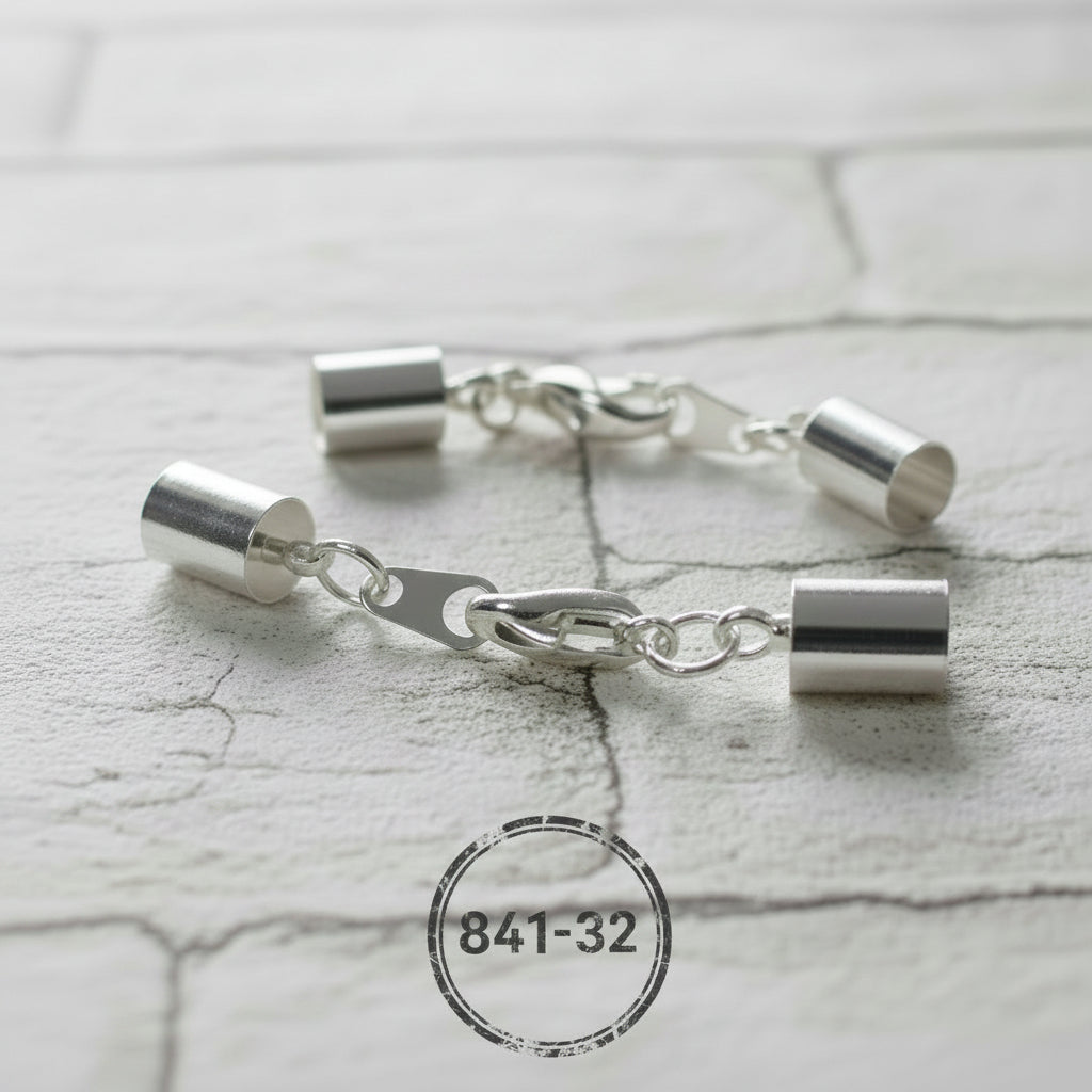 bigiotteria fai da te minuteria colore argento chiusure per 2-3 più fili per collane bracciali con coprinodo cordoncini fettuccia cordino nastri diametro del terminale 5 mm